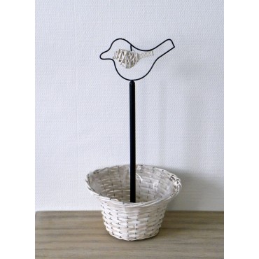 Bamboo flowerpot with bird